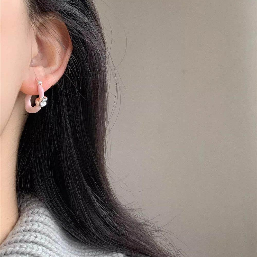 Powder U-shaped High-grade Ear Light Luxury Minority Design Rings