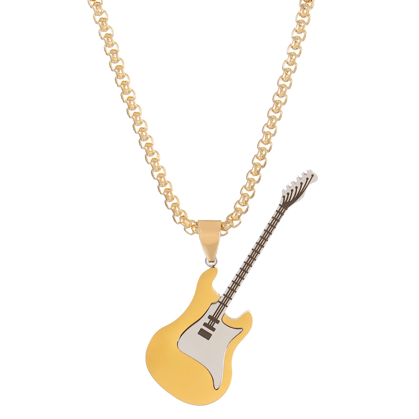 Women's & Men's Steel Guitar Punk Hip Hop Creative Design Electric Sweater Chain Jewelry Set