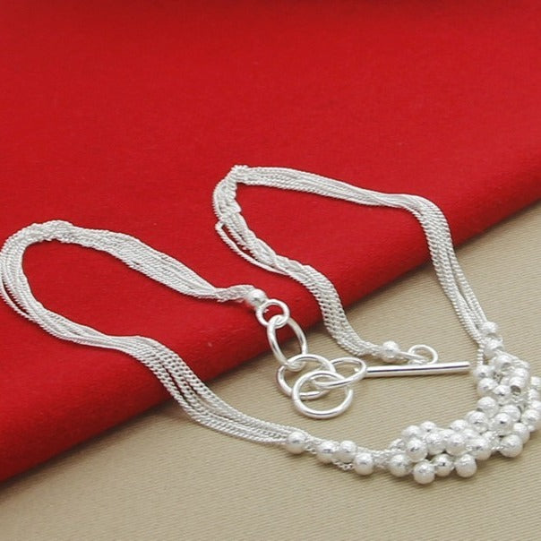 Unique Innovative Sier-plated Sand Beads Korean Necklace