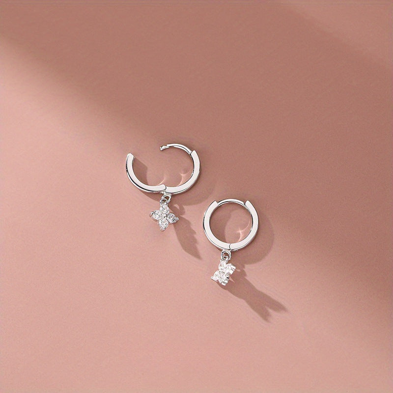 Trendy Four-leaf Flower Floral Sweet Ear Clip Earrings
