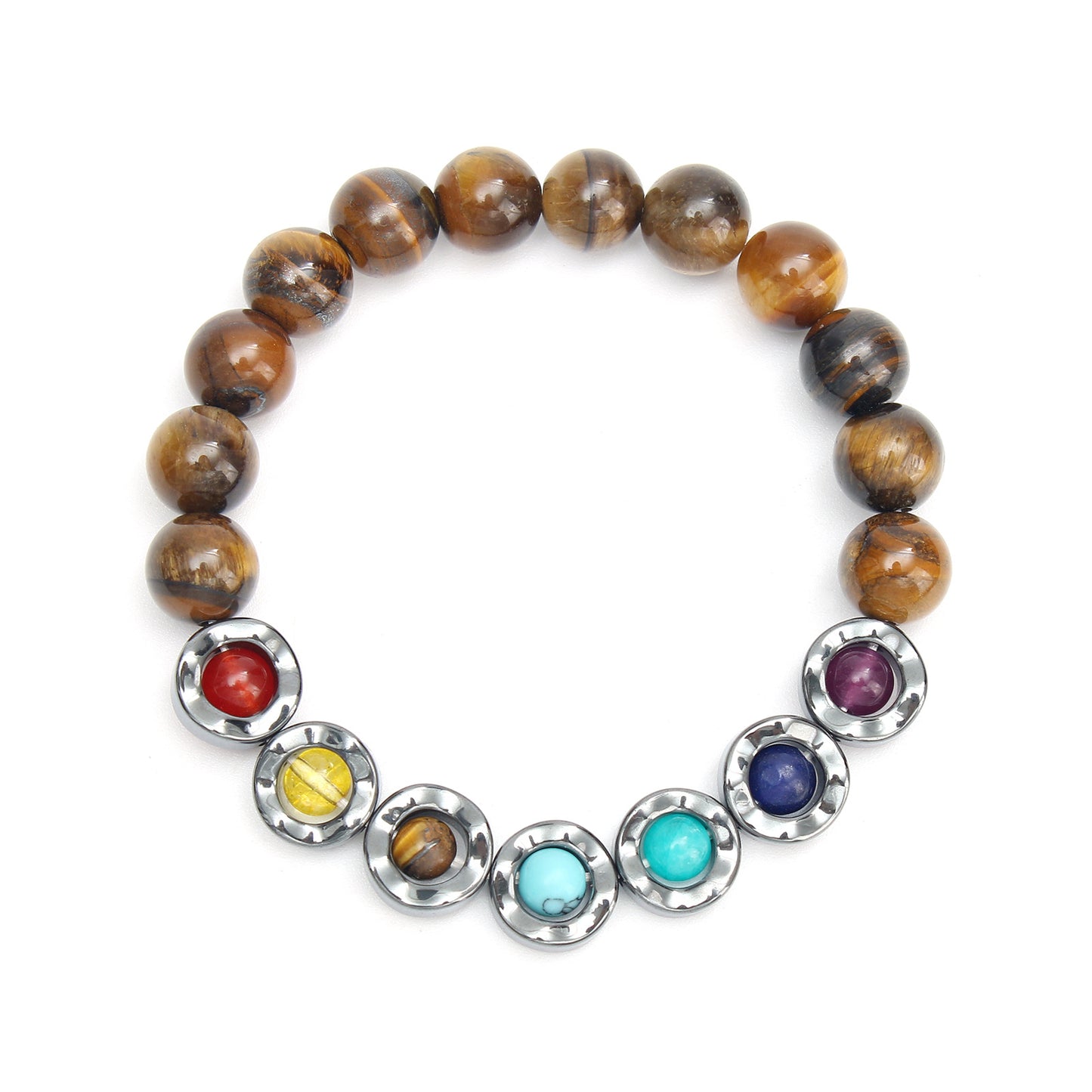 Men's Rotating Colorful Yoga Beads Tiger Eye Beaded Bracelets