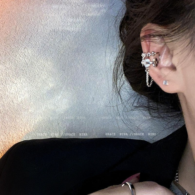 Wings Female Light Luxury Temperament Personality Sweet Cool Face Ear Clip