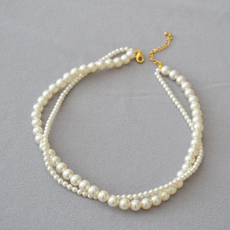 Perfect Circle Highlight Imitation Pearl Double Layer Necklaces