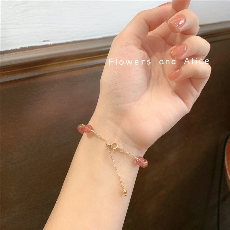 Strawberry Quartz Crystal Heart Fashion Temperament Bracelets