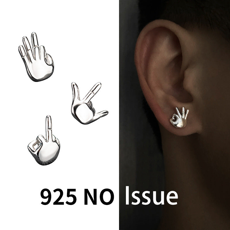 Men's Personality Single Simple Fashionmonger Temperament Couple Funny Finger Earrings