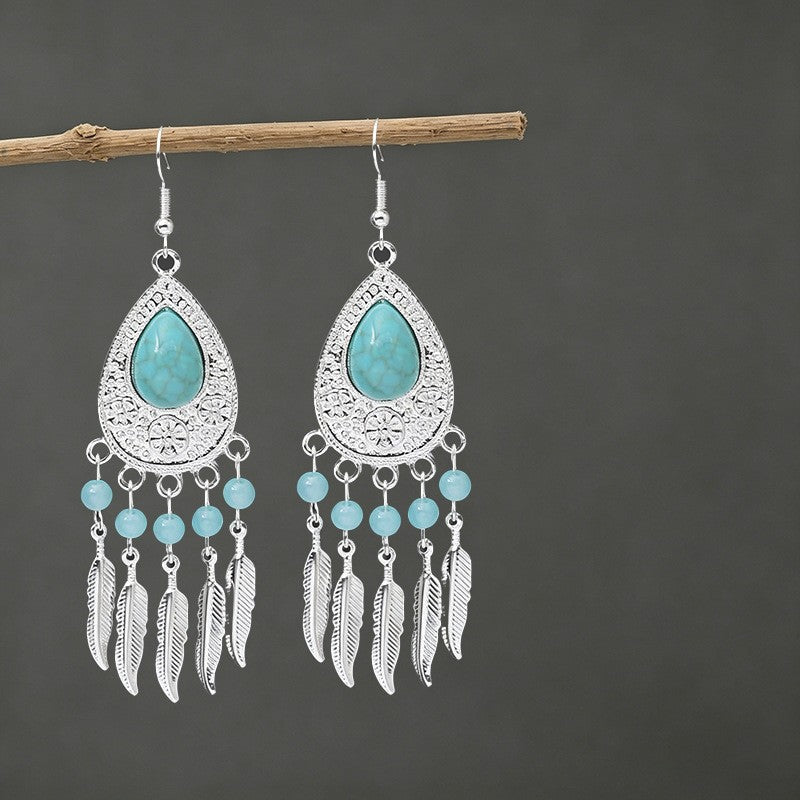 Bohemian Tassel Water Drop Summer Vacation Style Dopamine Earrings