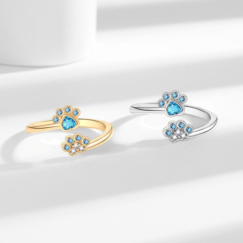 Pet Paw Print Female Fashion Color Ring