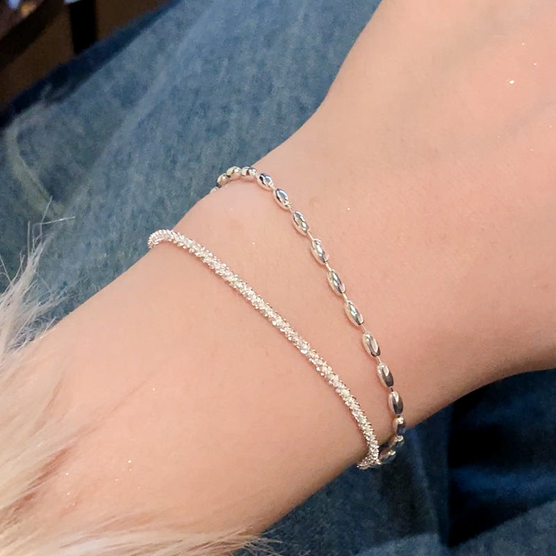 Sier Plated Copper Niche High-grade Starry Exquisite Rice Grain Bracelets
