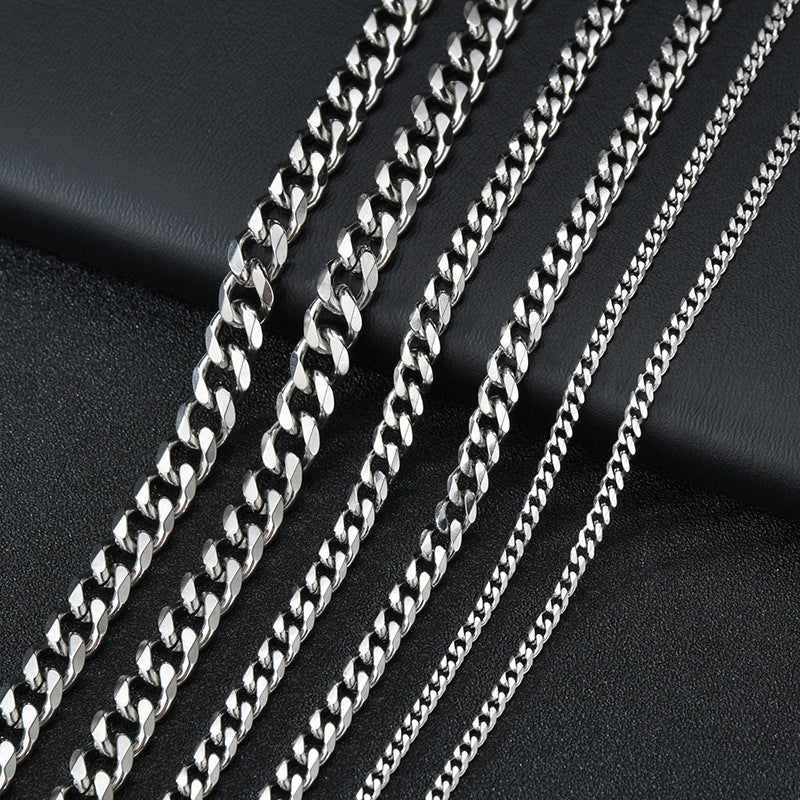 Stainless Steel Six-sided Grinding Cuban Link Chain Simple Necklaces