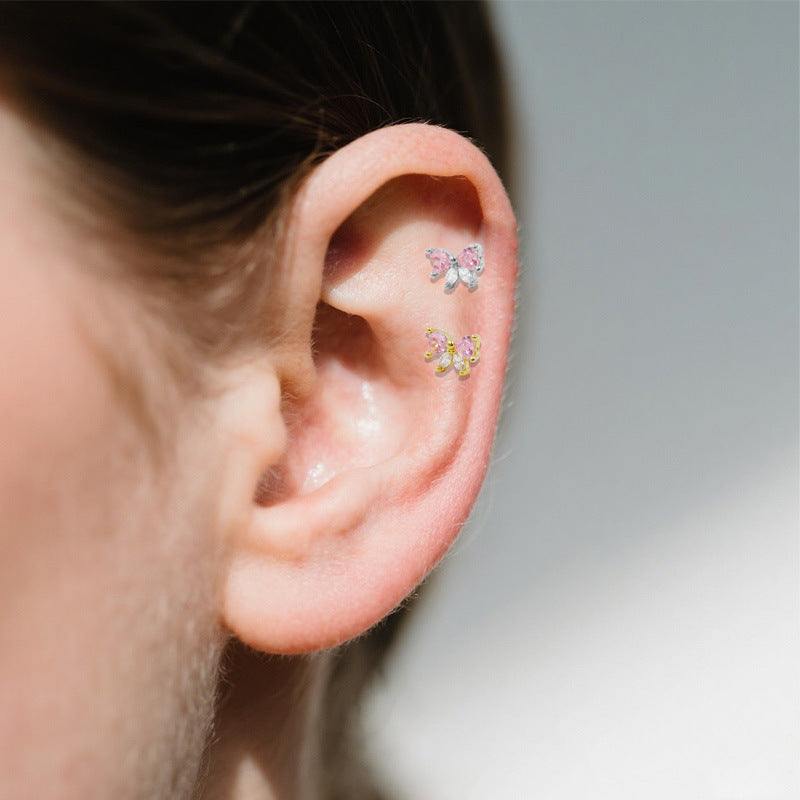 Three-dimensional Butterfly Ear Bone Spider Piercing Stud Earrings