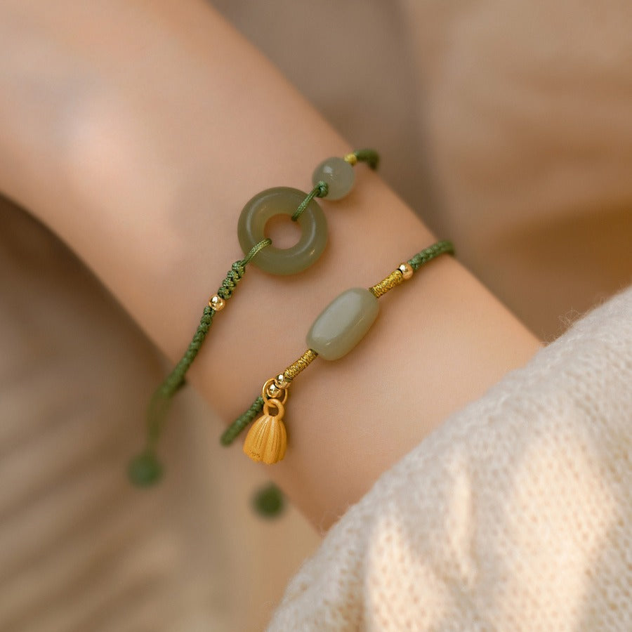 Women's Out China Jade Peace Buckle Carrying Strap Vintage Gift National Bracelets