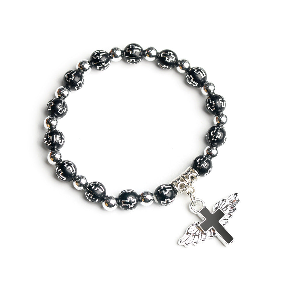 Angel Cross Beads Colorful Gold Elastic Bracelets