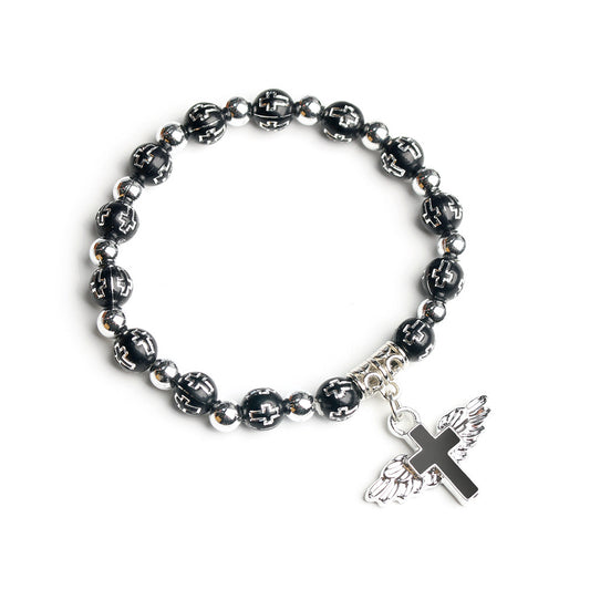 Angel Cross Beads Colorful Gold Elastic Bracelets