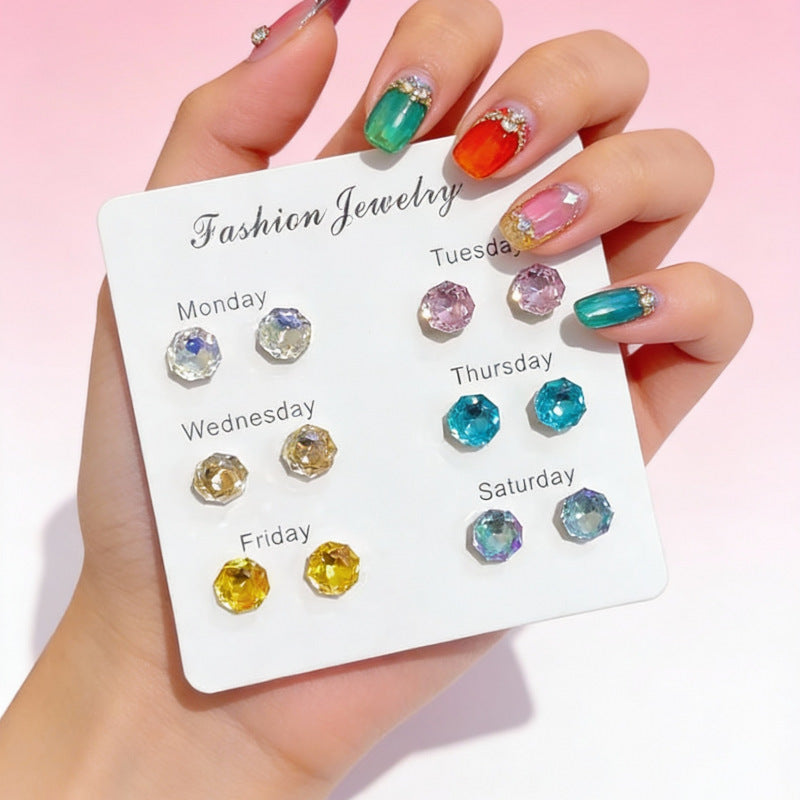 Of Super Flash Female Rose Cut Octagonal Coated Zircon Stud Earrings
