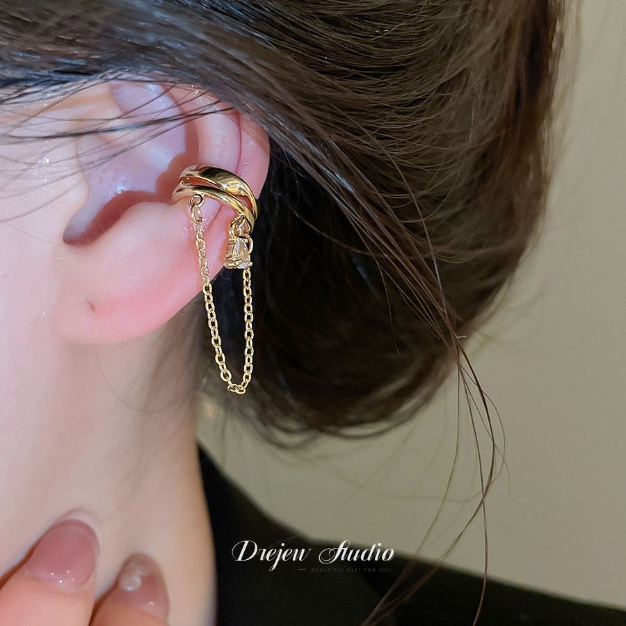 Round Tassel Bone French Vintage Court Style Light Ear Clip