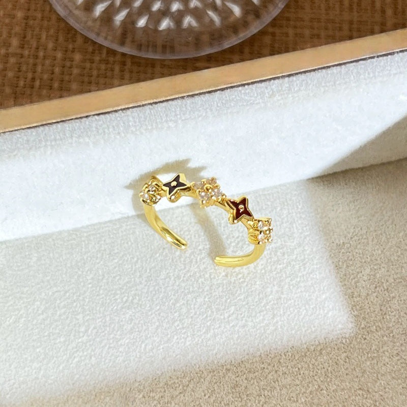 Leaf Flower Female Geometric Affordable Luxury Fashion White Ring
