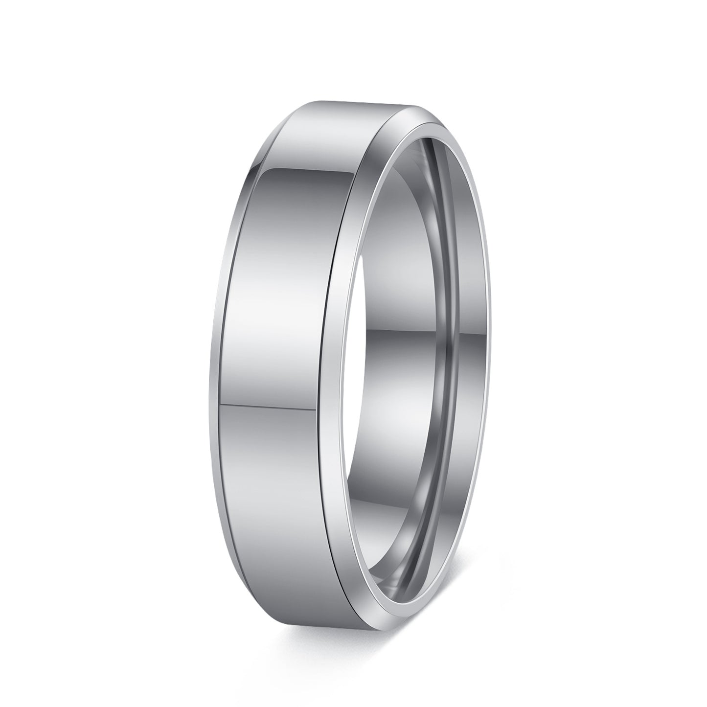 Women's & Men's Glossy Double Beveled Titanium Steel Wide Fashion Ring