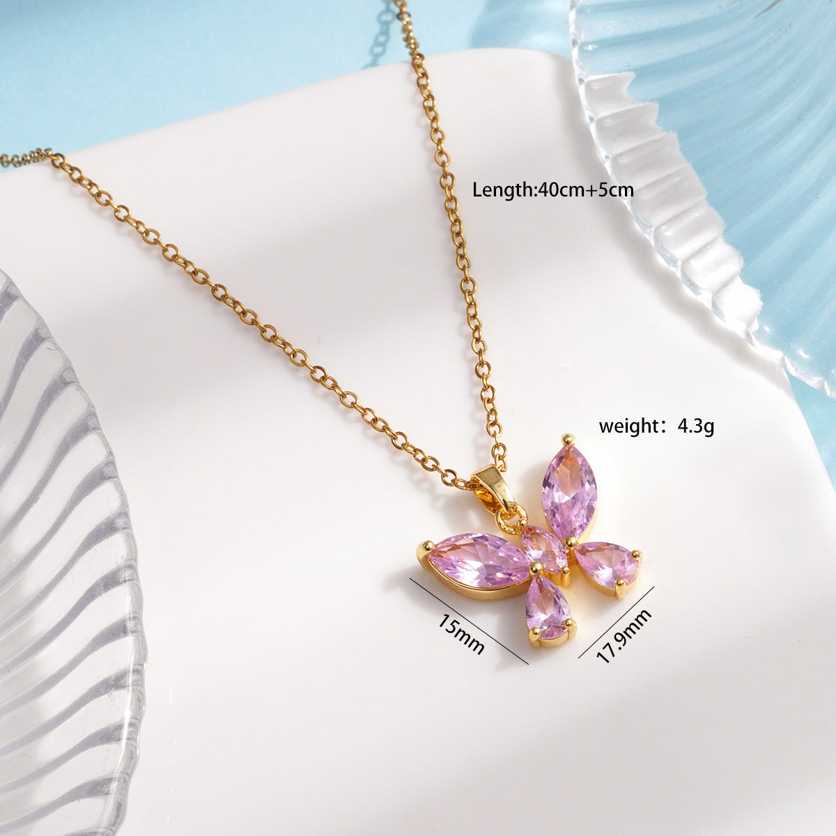 Women's Titanium Steel Simple Elegant Copper Inlaid Zircon Design High-grade Necklaces