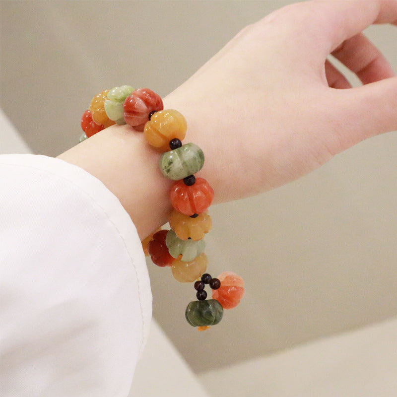 Women's & Men's & Natural Jade Pumpkin Beads For Bracelets