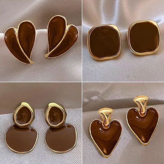 Boucles d'oreilles élégantes rétro en forme de cœur d'amour pour femmes