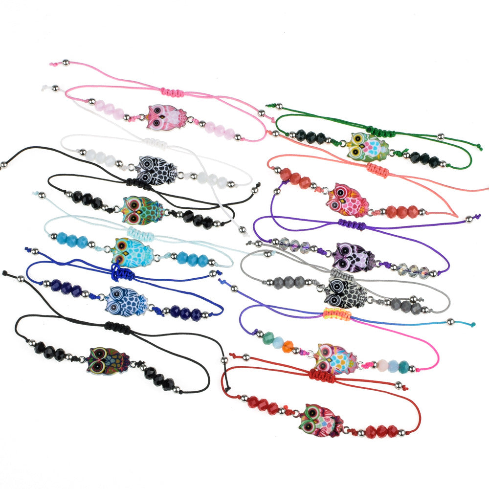 Women's Painting Oil String Colorful Crystal Beads Hand-woven Bracelets