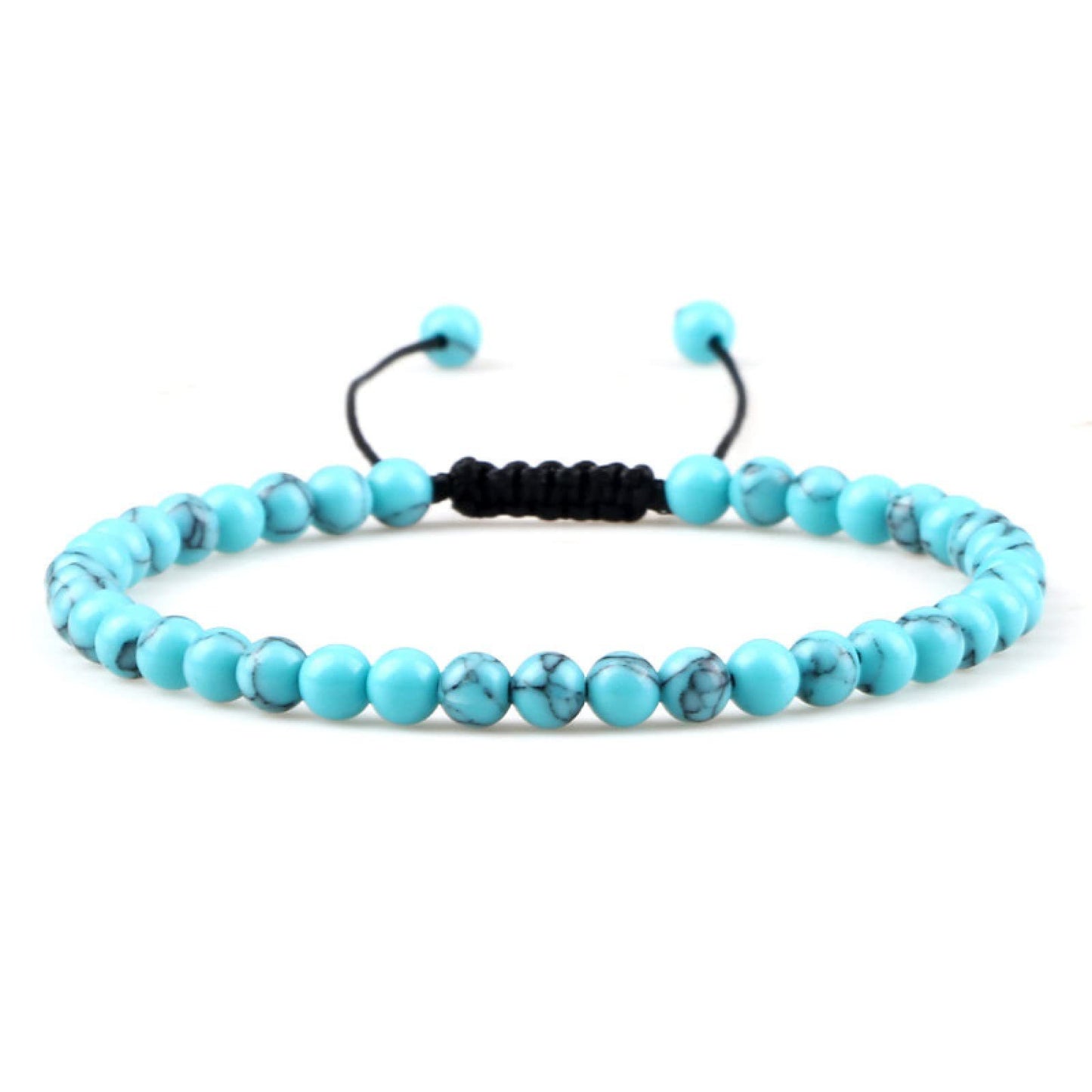 Bracelets en perles d'agate rouge, améthyste et turquoise blanche