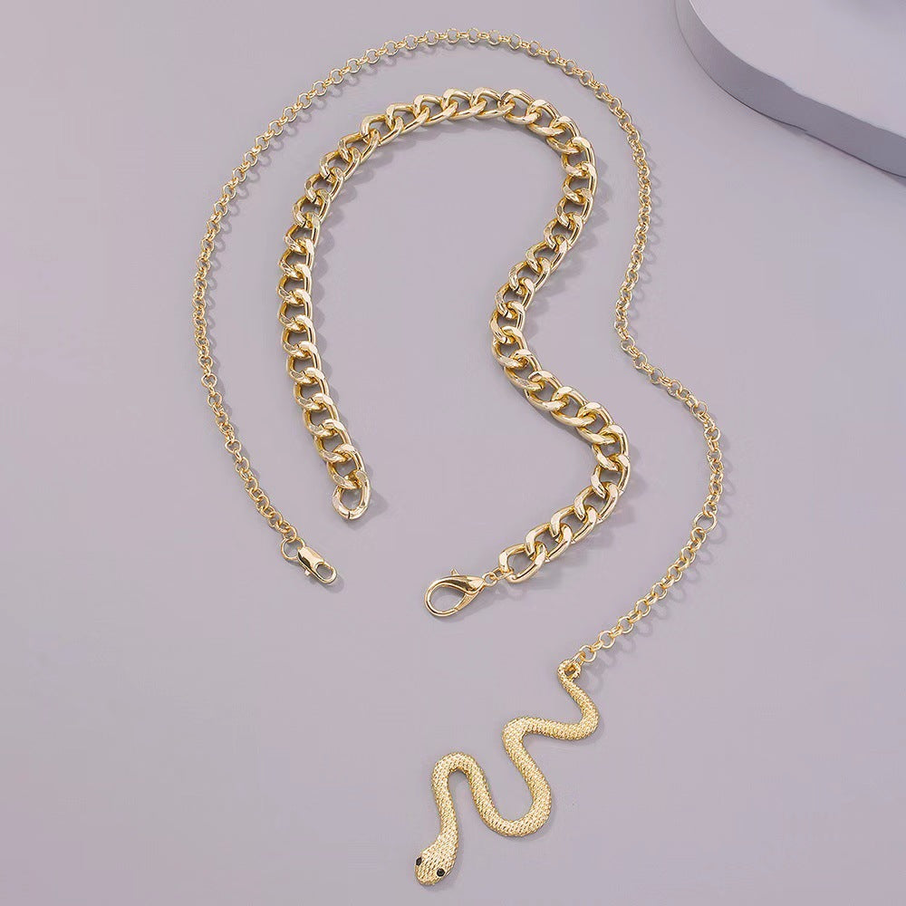 Simple Punk Exaggerated Metal Snake Pendant Necklaces