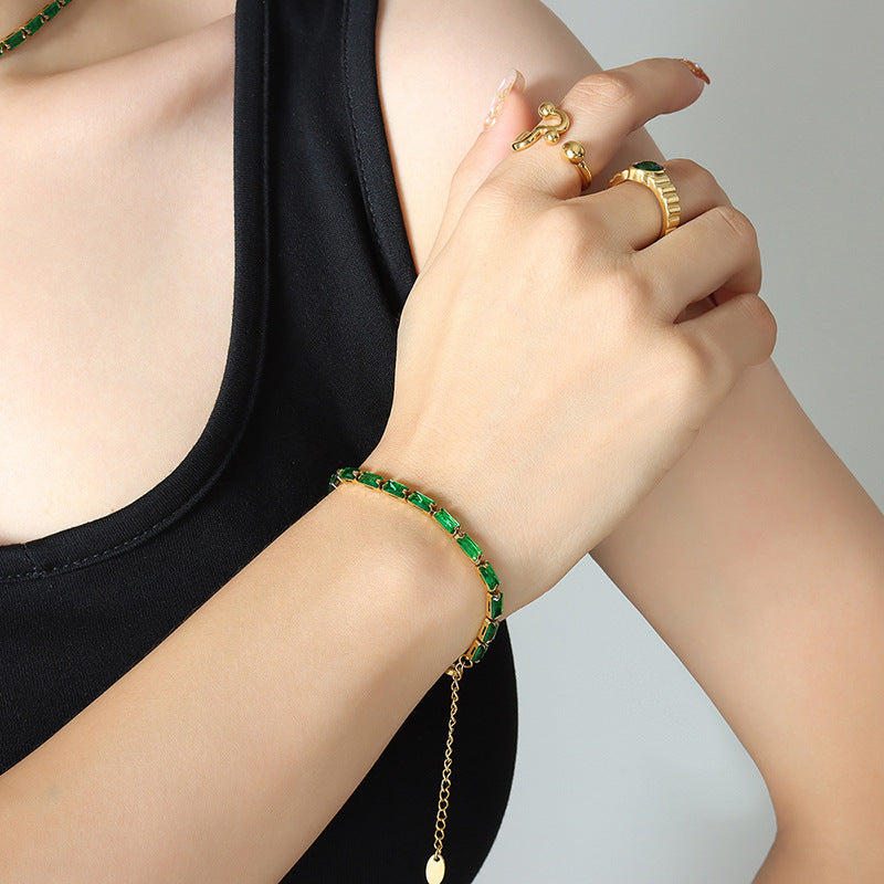 Women's Geometric Square Chain Stitching For Light Luxury Titanium Steel Necklaces