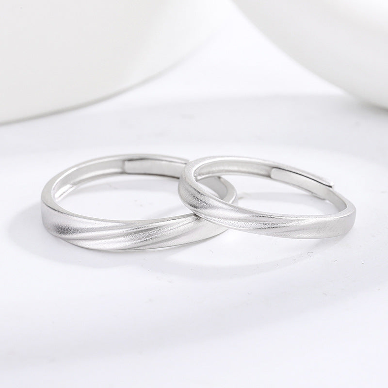 Women's & Men's & Sterling Sier Matte Textured Couple Rings