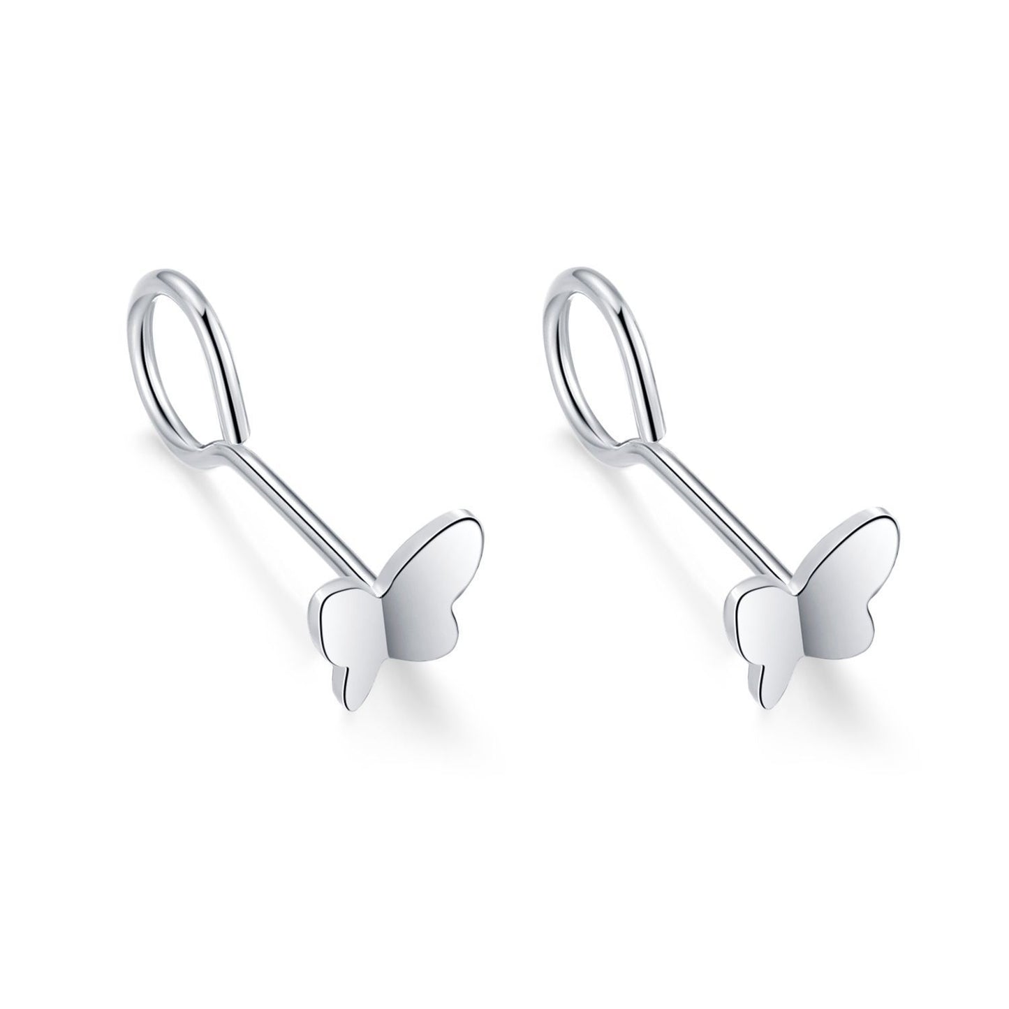 Sier-plated Engraved Female Star Moon Heart-shaped Ear Bar Mori Earrings