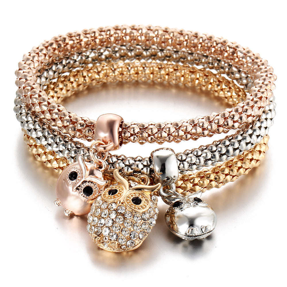 Bracelets papillon en diamant avec chaîne de maïs soufflé extensible pour femmes