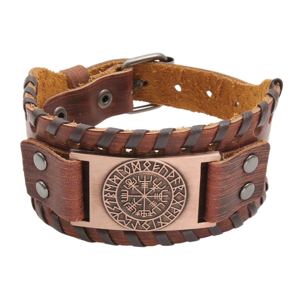 Herren Vintage Piraten Kompass Punk breite Lederarmbänder