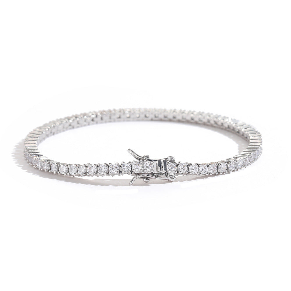 Women's Single Strand Chain Copper Inlaid Zircon Tennis Hip Bracelet