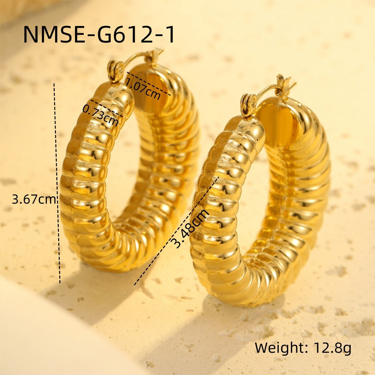 Women's Steel Sweet Cool Vintage Texture Shaped Gold-plated Earrings