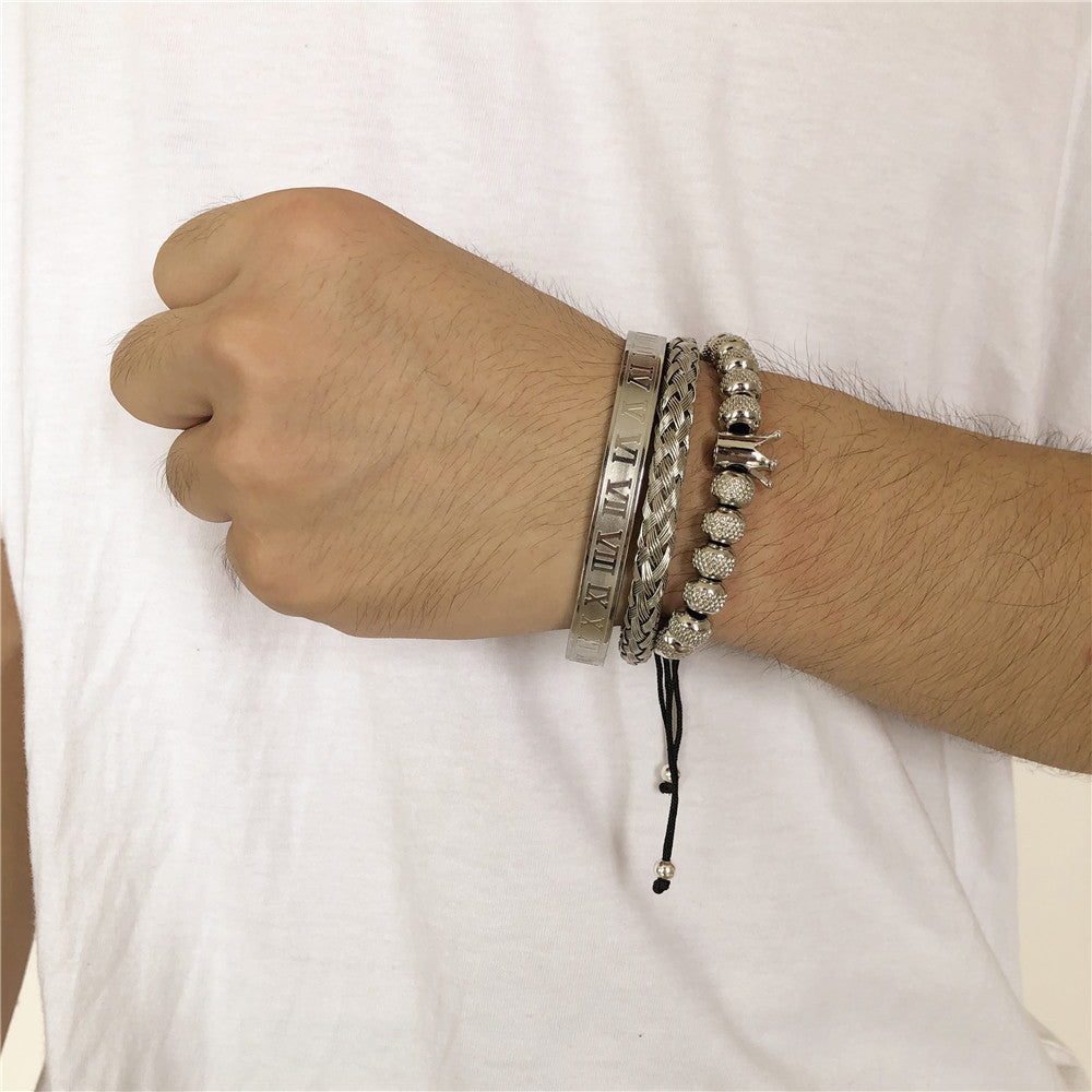 Costume tressé couronne pour hommes, bracelets de type Punk en titane