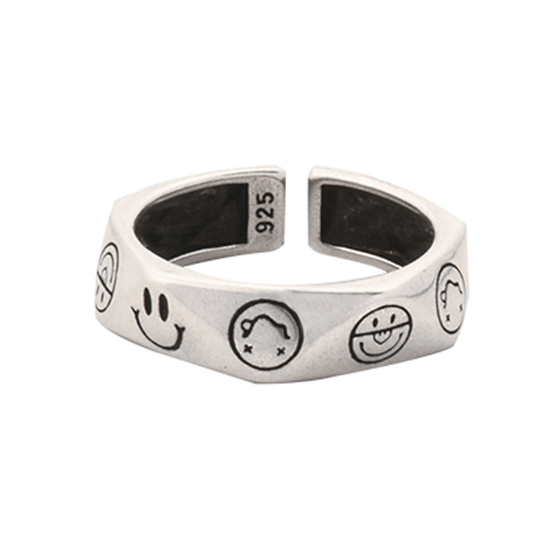 Men's Section Smiley Trendy Cold Wind Index Finger Rings