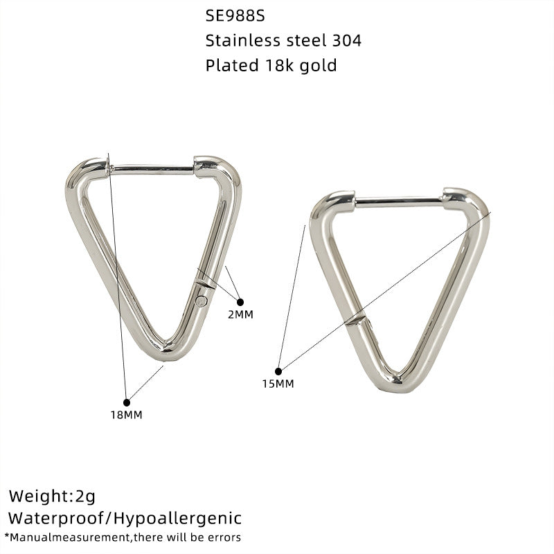 Stainless Steel Simple Geometric Gold Hexagon Personality Titanium Ear Rings