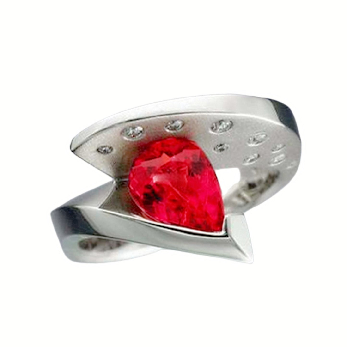 Creative Unique Geometric Red Diamond Drop-shaped Rings