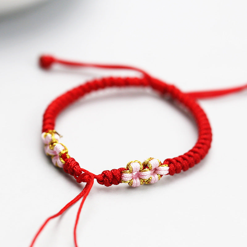 Exquisite Carrying Strap Peach Blossom Knot Braided Rope Bracelets