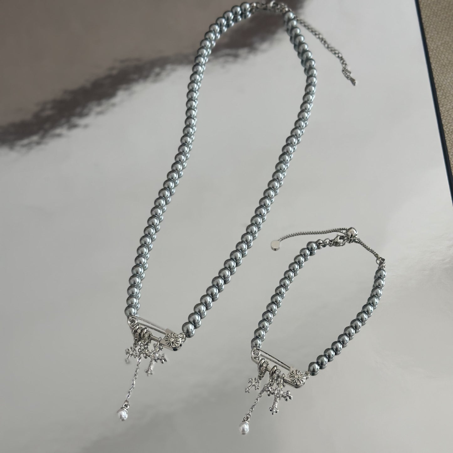 Cross Pin Tassel Pearl Sweet Cool Clavicle Necklace