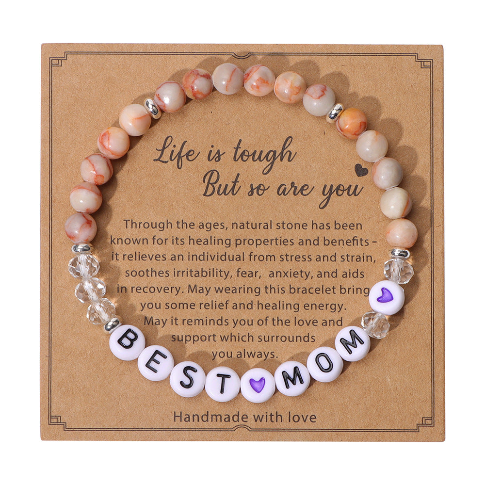 Stone Bead English Letters Beaded Mother Daughter Simple And Bracelets