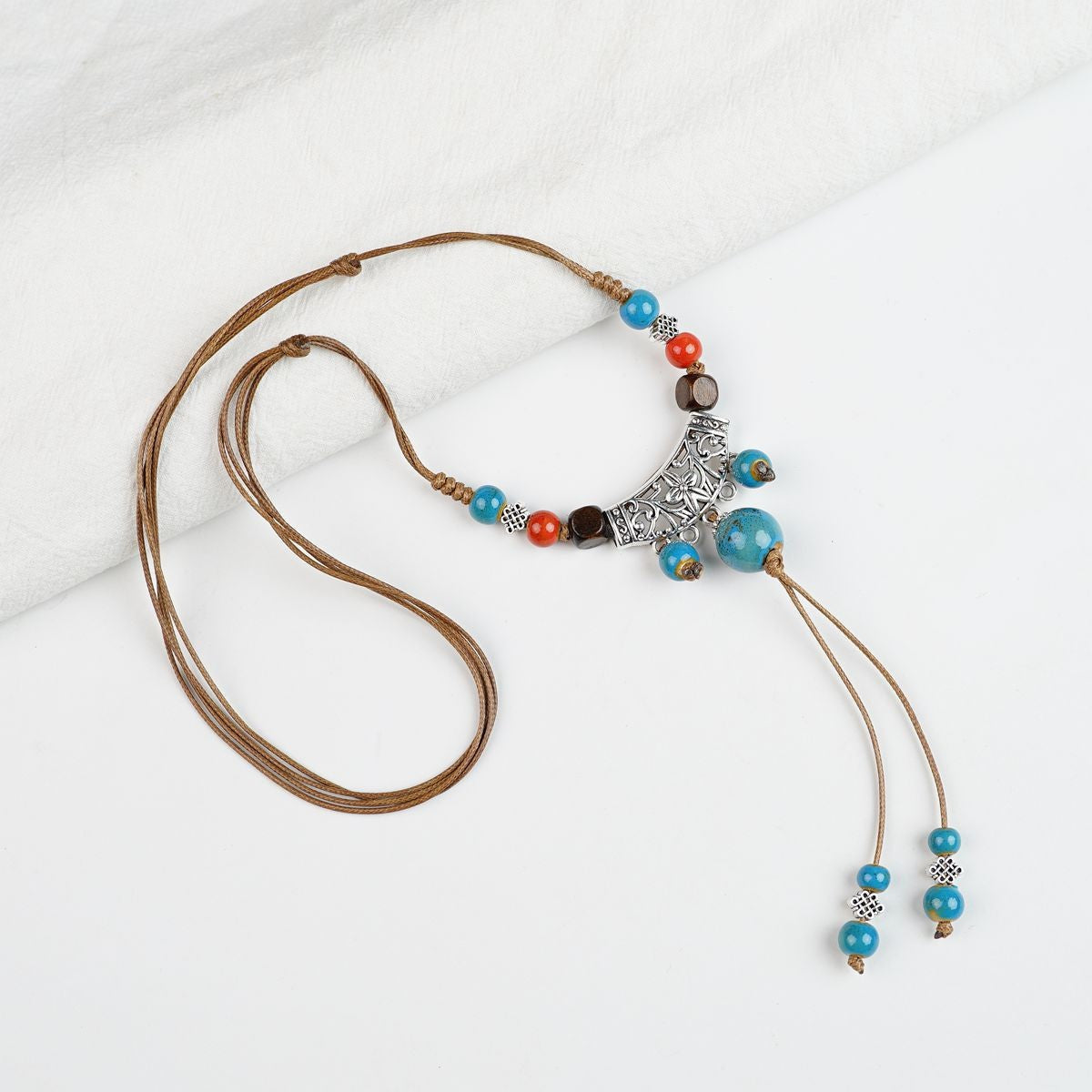Peace Fu National Fashion Vintage Ceramic Female Longevity Necklaces