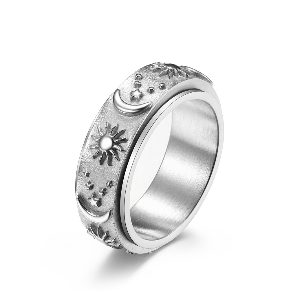 And Star Titanium Steel Rotatable Bohemian Wind Rings