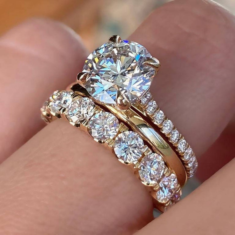 Double Diamond Zircon Fashion Lady Trend Ring