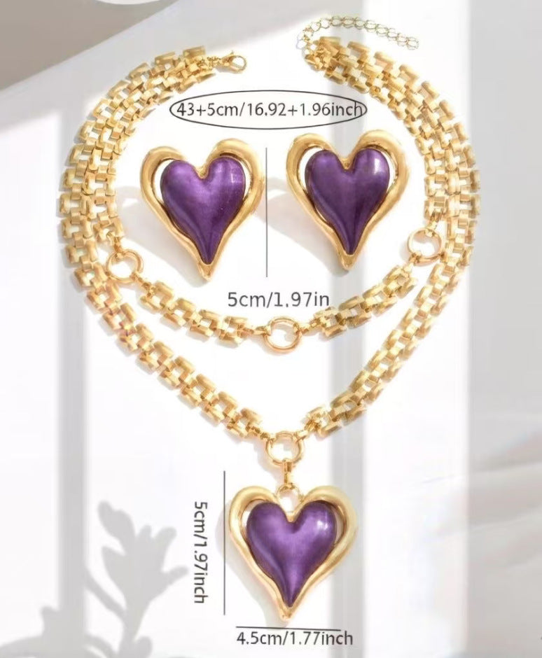 Valentine's Day Exaggerated Oversized Heart Temperament Jewelry Set