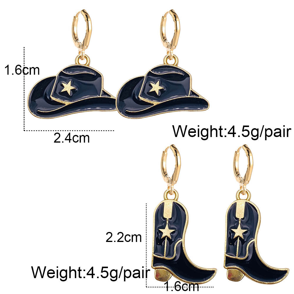 Cowboy Boot Fashion Hat Alloy Drop Earrings