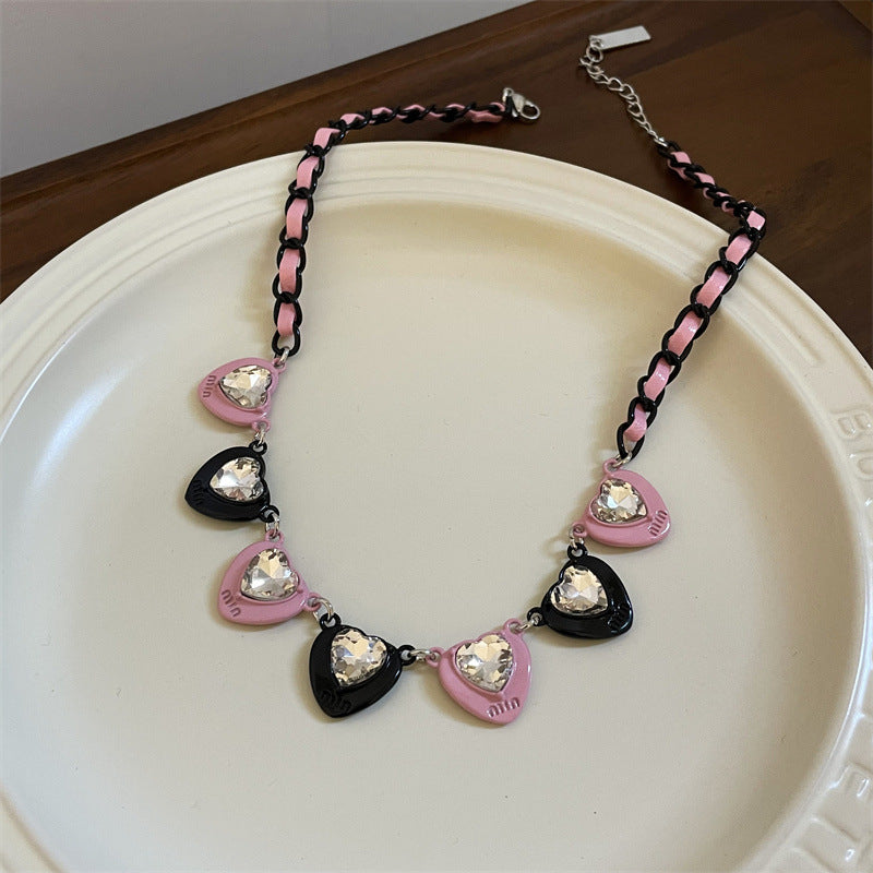 Rhinestone Female High Sense Light Luxury Temperament Niche Clavicle Necklaces