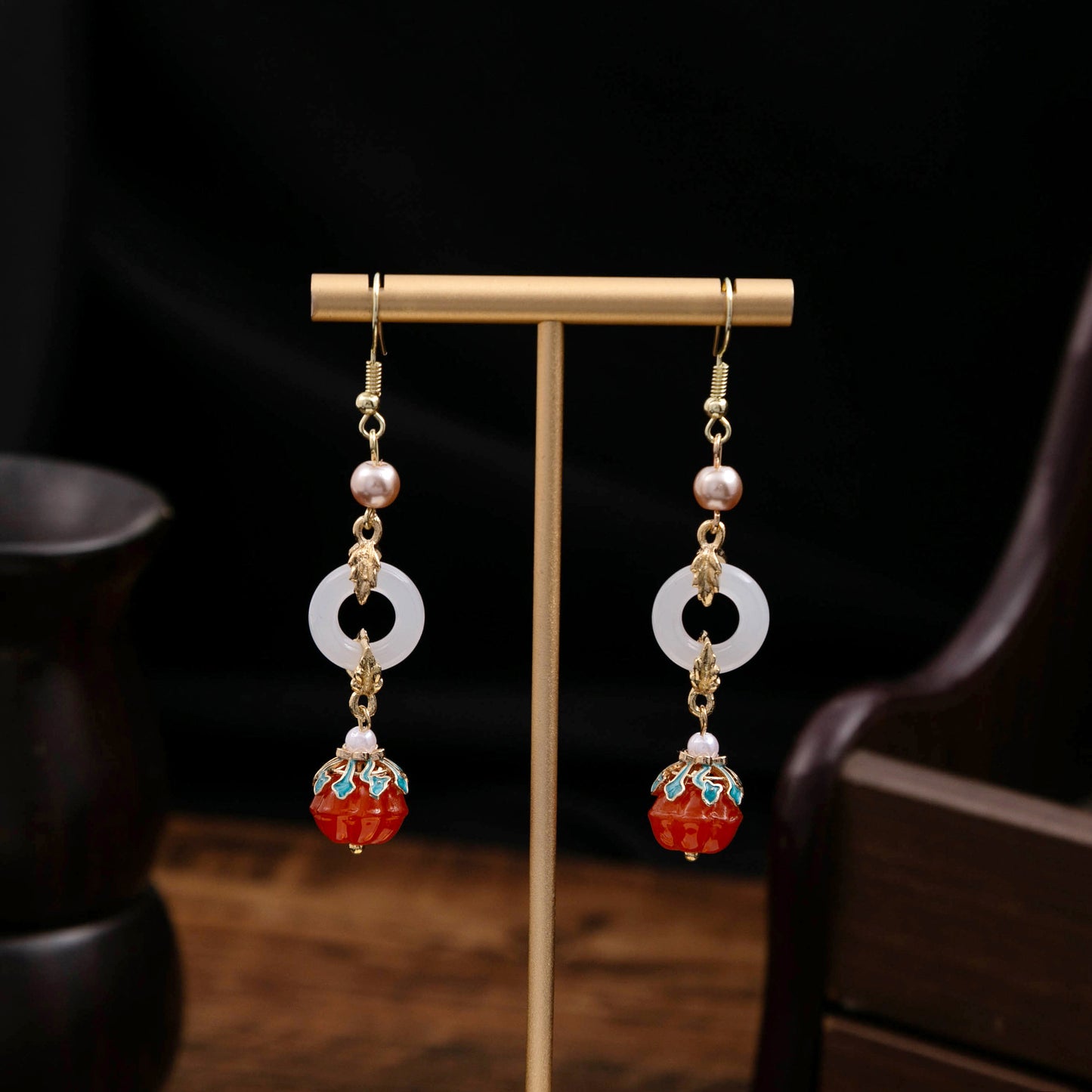 Selection Of Chinese Ancient Style Beaded Long Fringe National Hollow Earrings