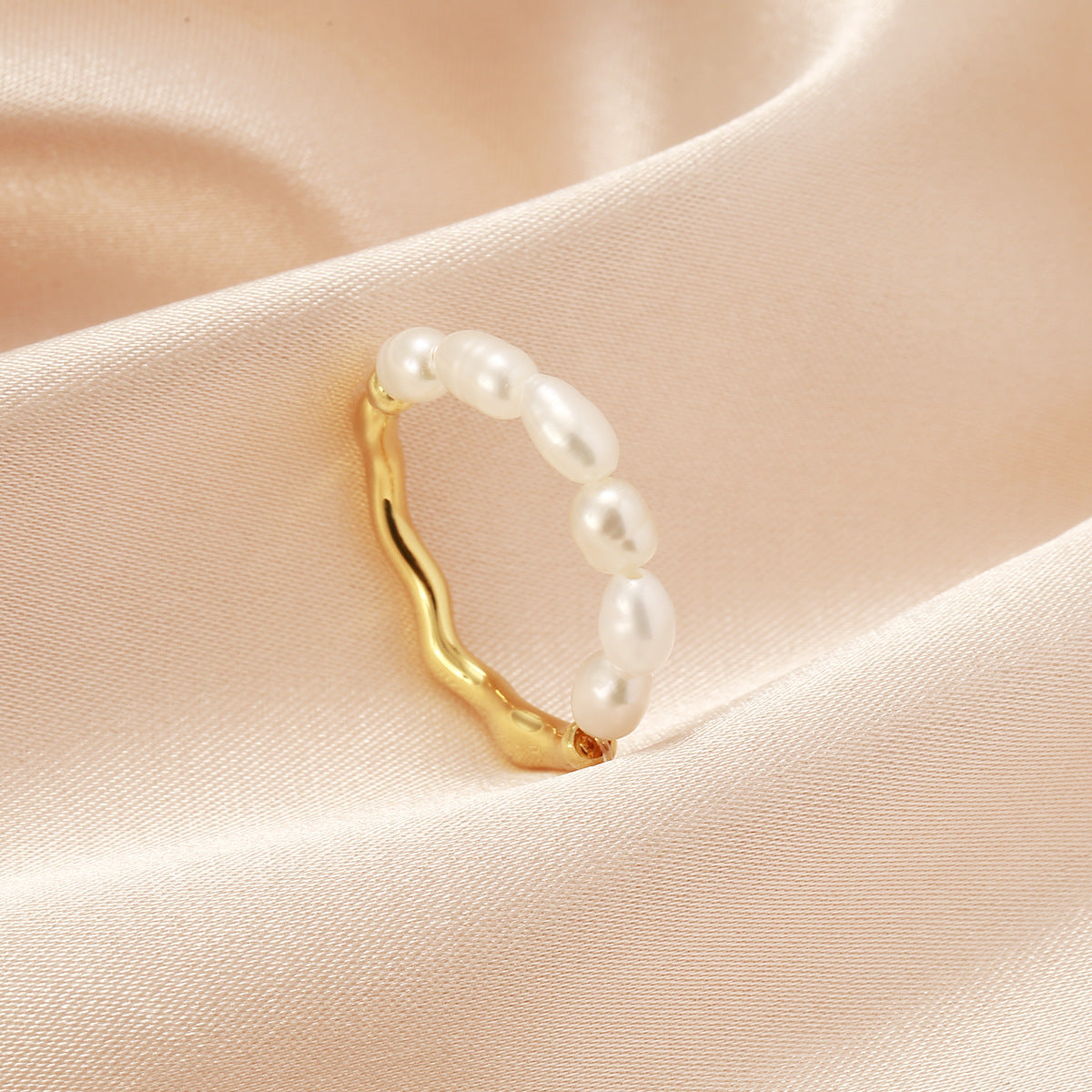 Freshwater Pearl French Minority Adjustable Size Elastic String High Ring