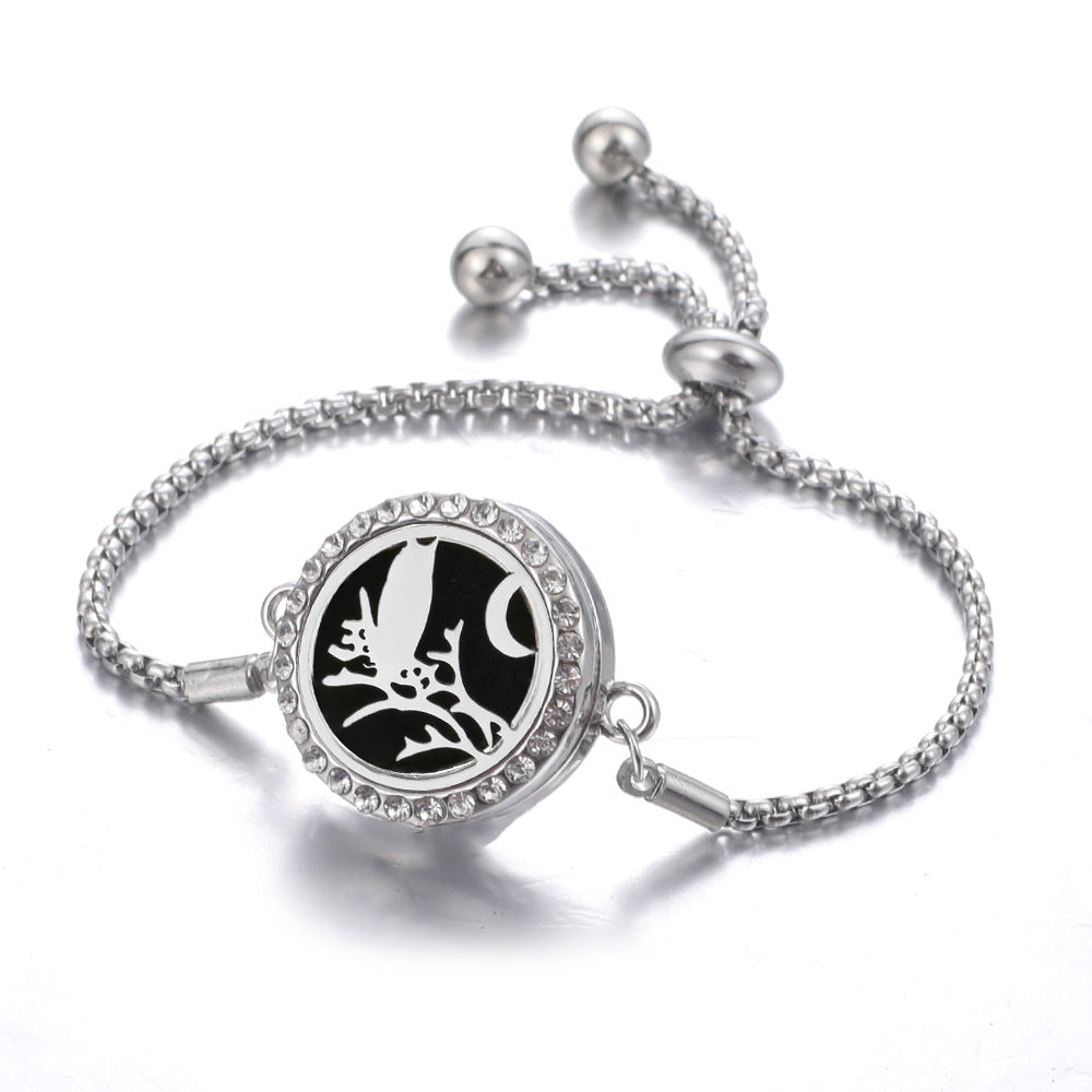 Steel Hollow Oil Lucky Tree Open Box Bracelet